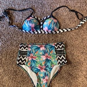 High waisted swim suit